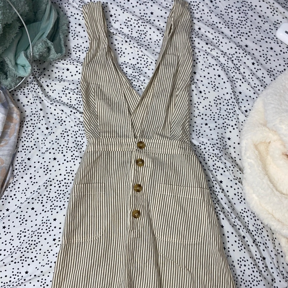 striped overall dress